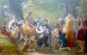 Louis IX est demeurée populaire jusqu'à nos jours et a inspiré de nombreux artistes ici :  Saint Louis rendant la justice sous le chêne de Vincennes, huile sur toile de Pierre-Narcisse Guérin (1816).