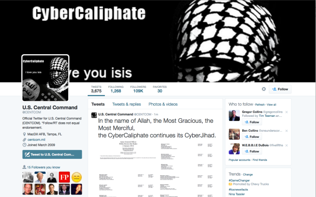etat islamique piratage centcom twitter