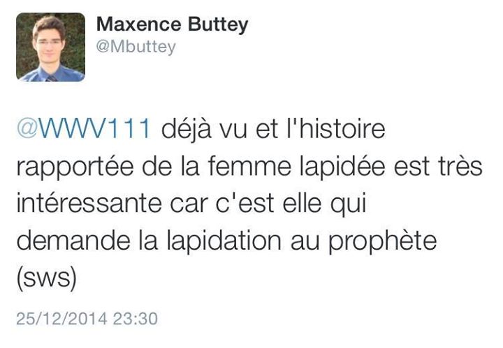 Maxence Buttey apologie lapidation