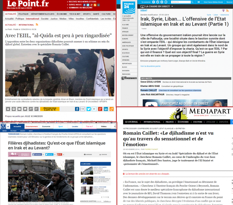 20 minutes, Le Point, France 24, Médiapart, Libération : Romain Caillet est partout.