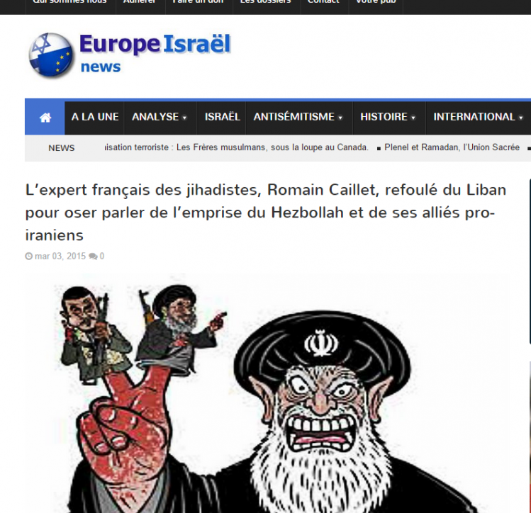 Accusé de soutenir les égorgeurs, Romain Caillet bénéficie du soutien curieux des sites extrémistes juifs.
