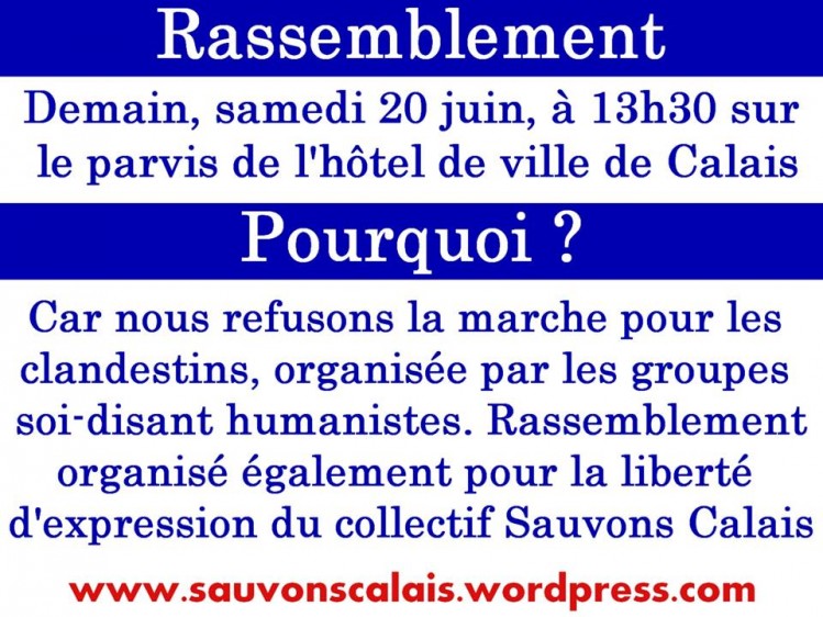 Sauvons Calais - manifestation 20 juin 2015