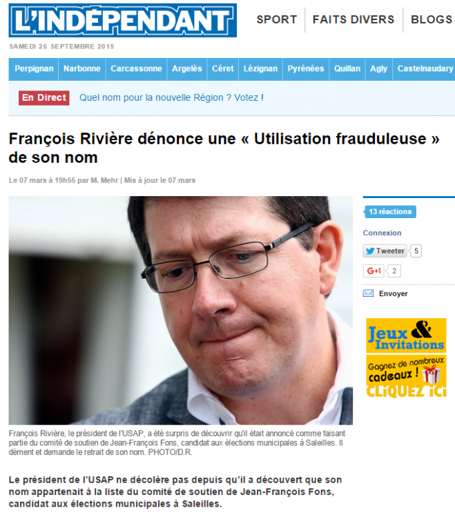 Jean-François FONS fraude françois Rivière UMP FN