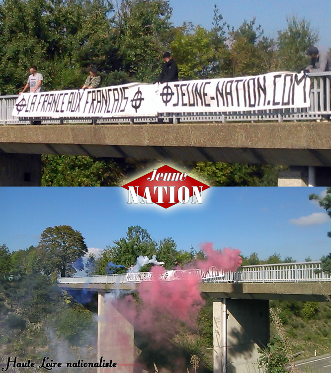 Mobilisation du groupe Haute-Loire nationaliste - Des militants du groupe Haute-Loire nationaliste ont tendu une banderole au-dessus de la RN88 à Monistrol-sur-Loire.