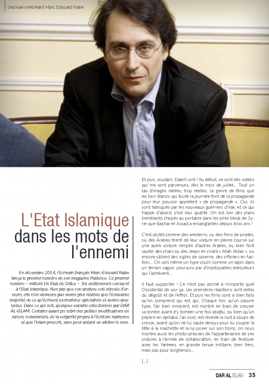 Marc Edouard Nabe héros de l'état islamique